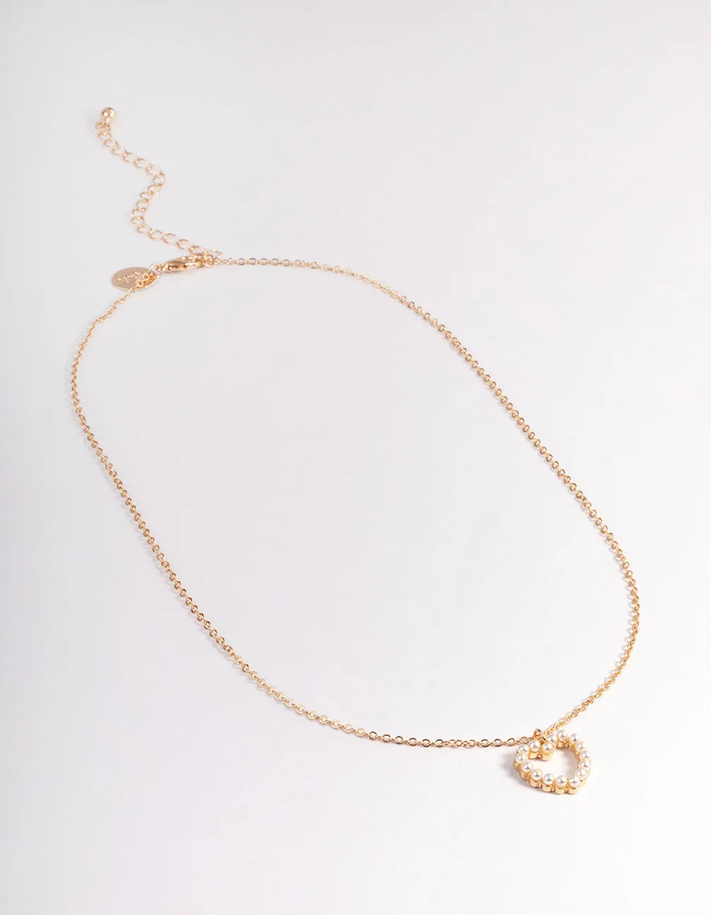 Gold Pearl Heart Necklace