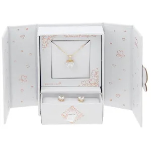 Gold Plated Crystal Heart Necklace & Earrings gift set