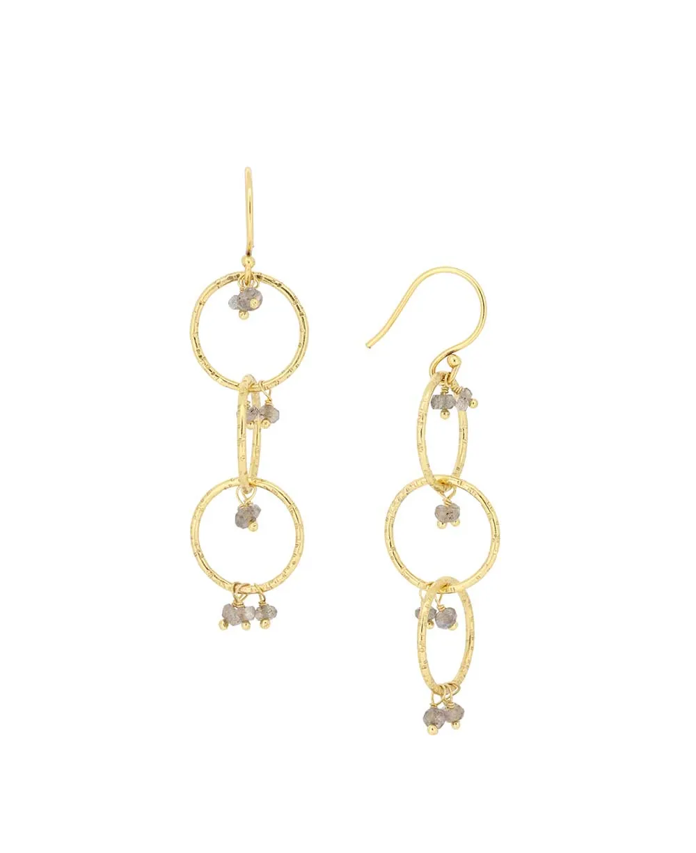 Gold-Plated Earrings with Labradorite Gemstones