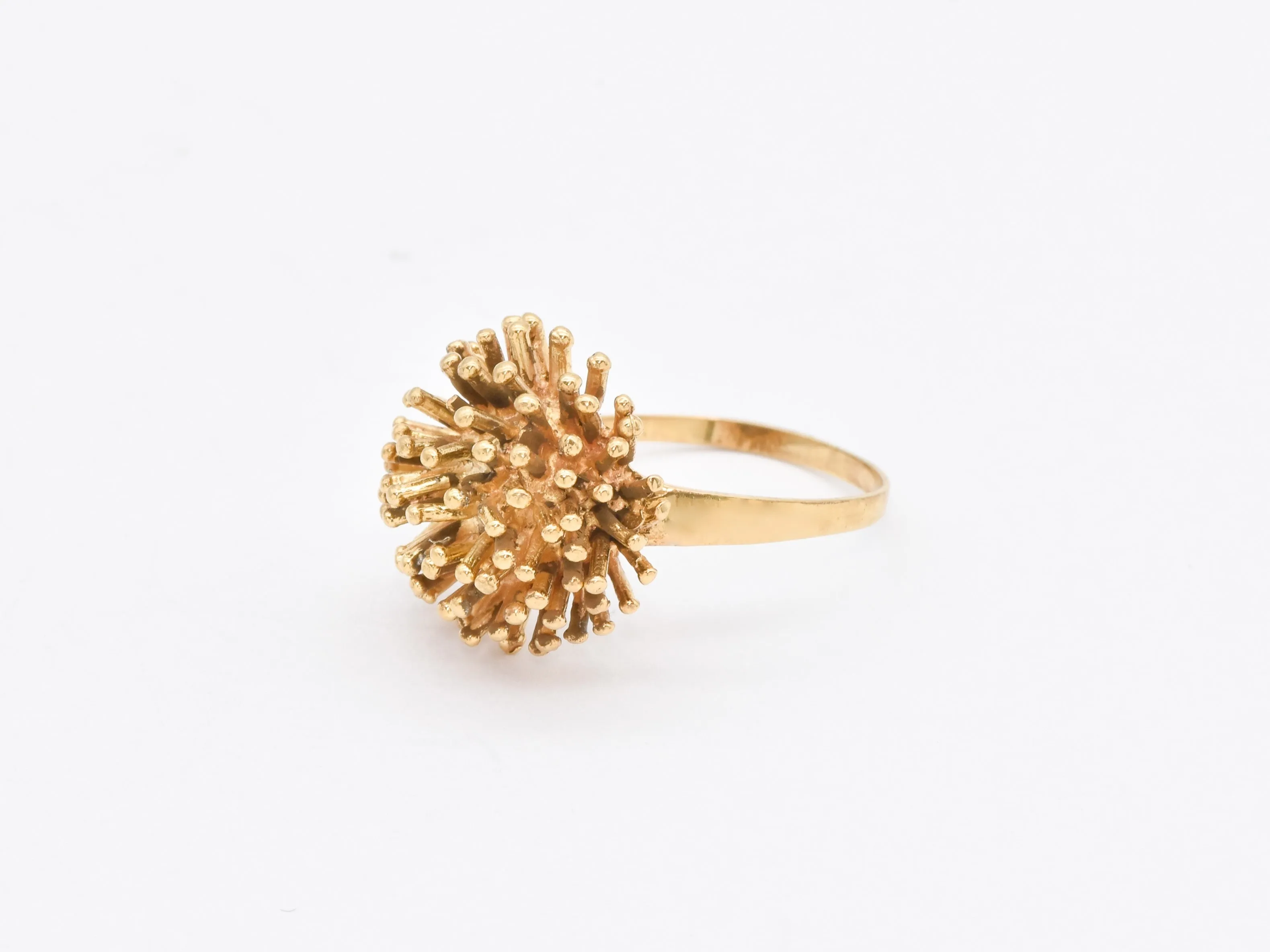 Gold Spiky Ring - Sea Urchin Ring - Large Coral Ring