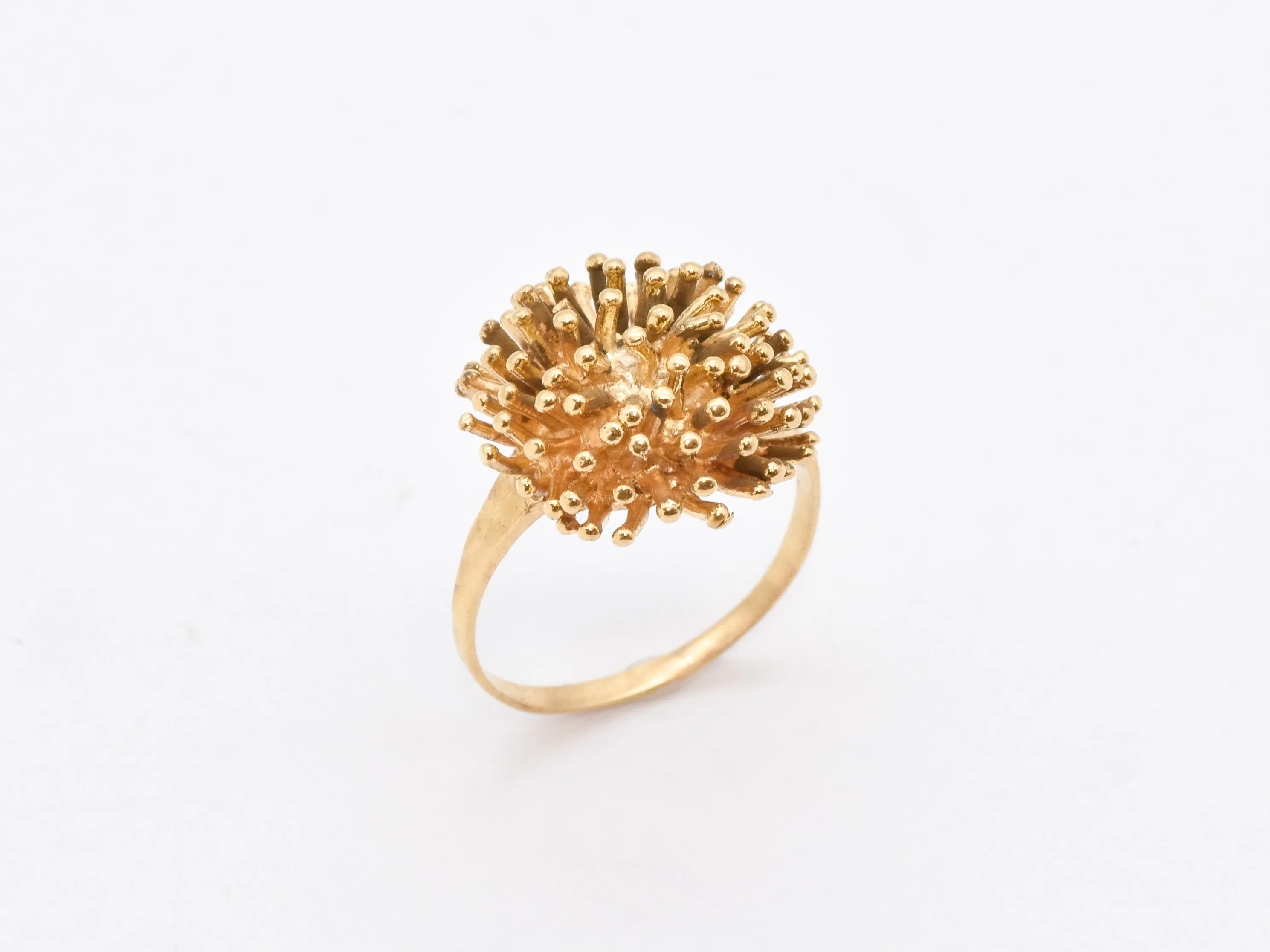 Gold Spiky Ring - Sea Urchin Ring - Large Coral Ring