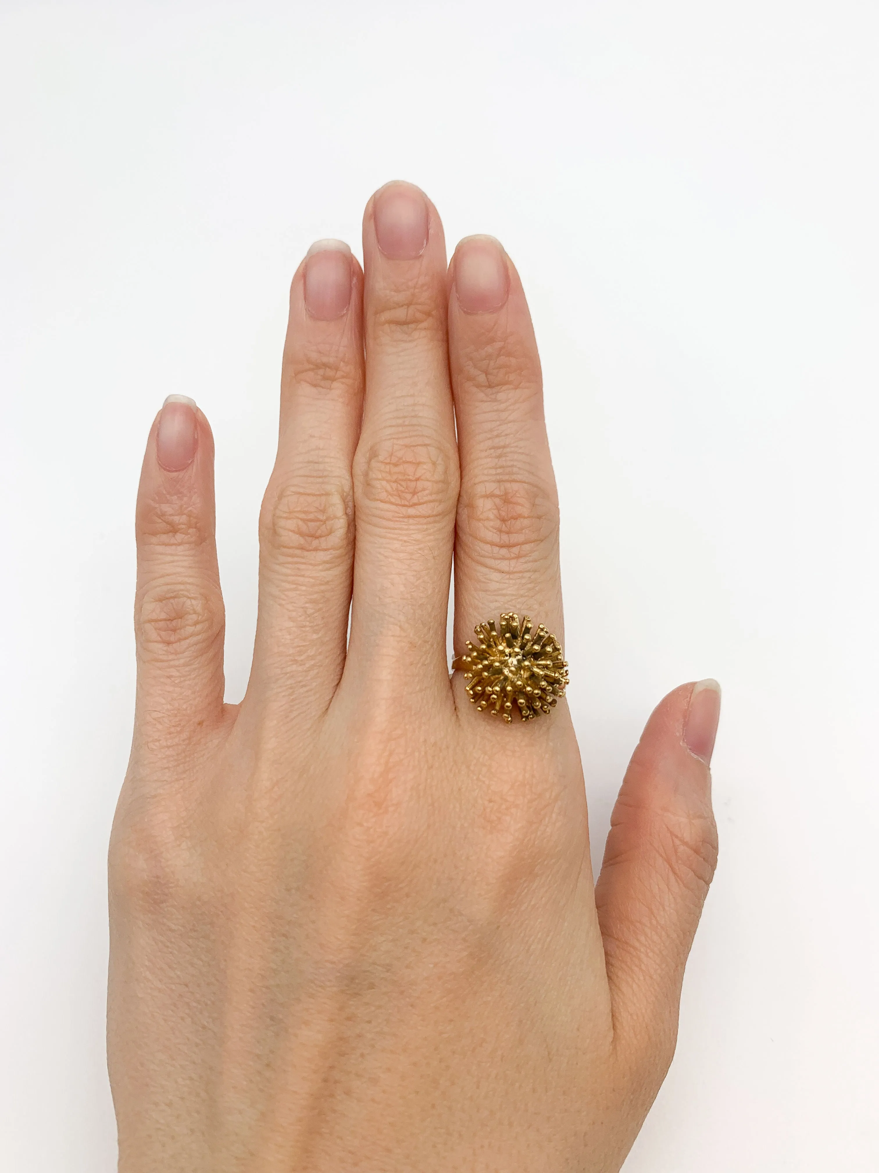 Gold Spiky Ring - Sea Urchin Ring - Large Coral Ring