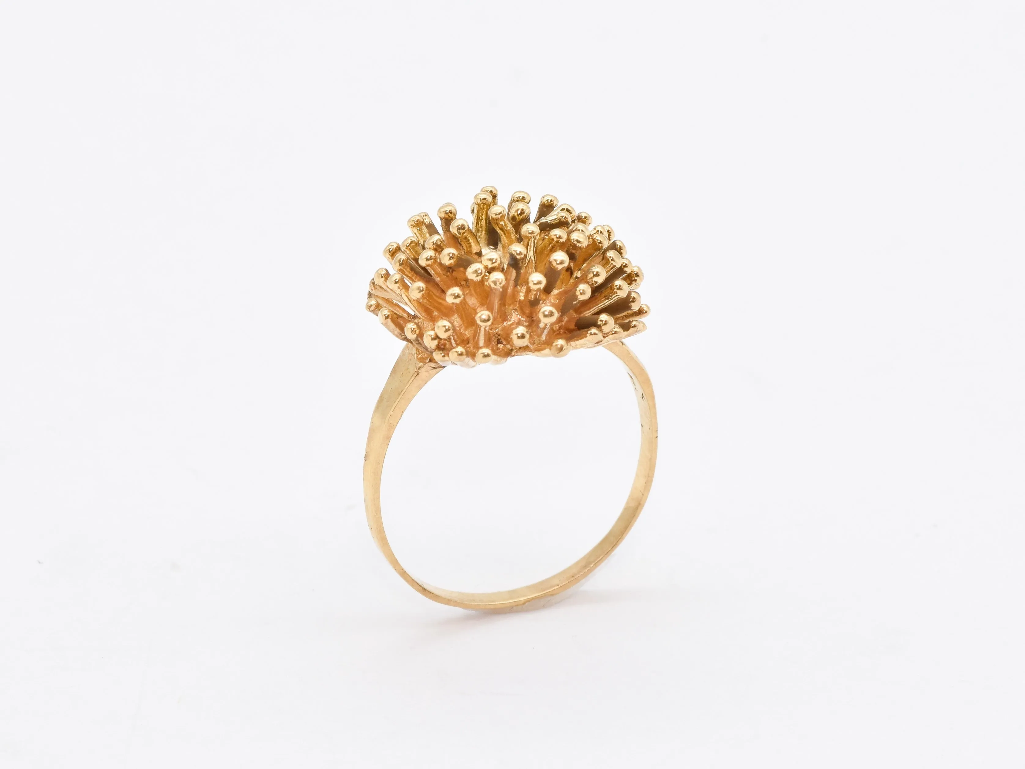 Gold Spiky Ring - Sea Urchin Ring - Large Coral Ring