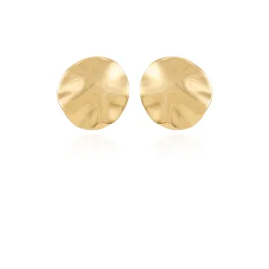 Goldtone Organic Round Clip On Earrings