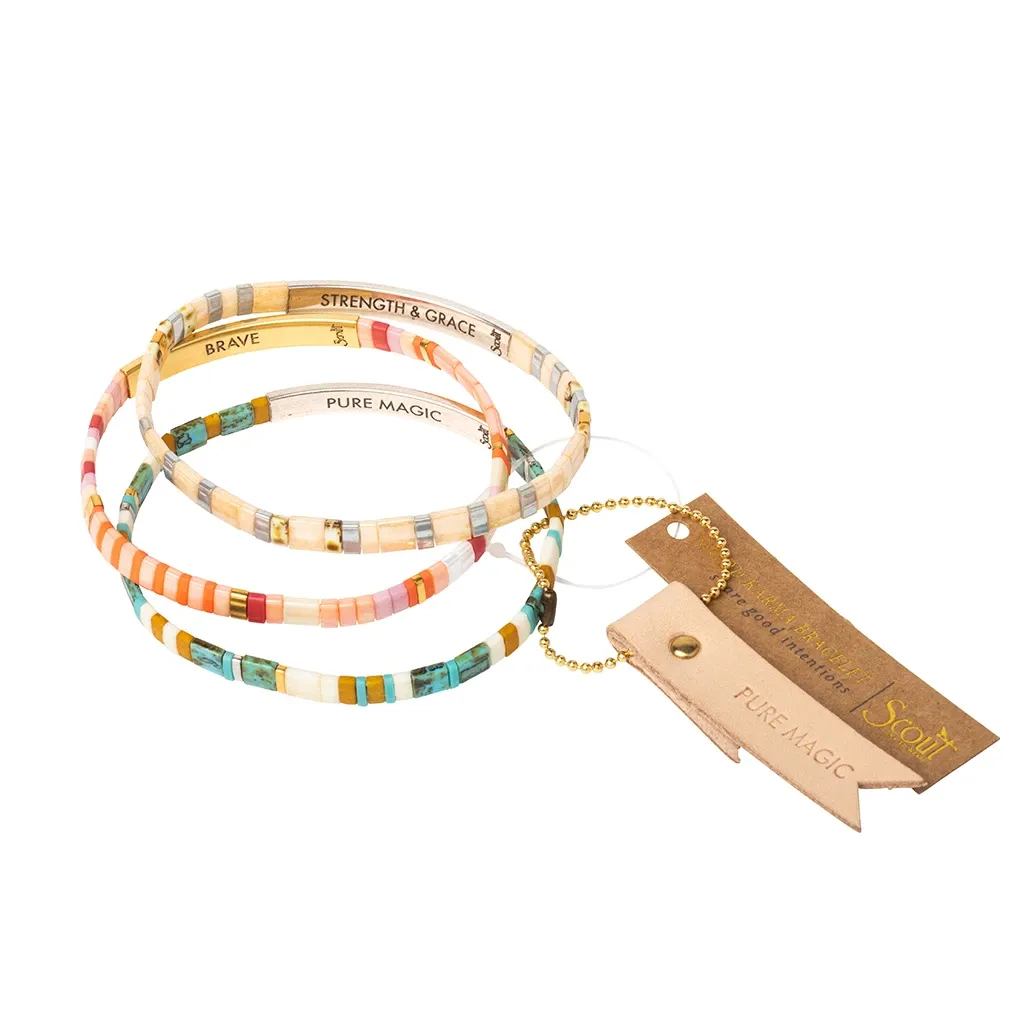 Good Karma Miyuki Bracelet | Be Fierce - Pink/Mustard/Silver