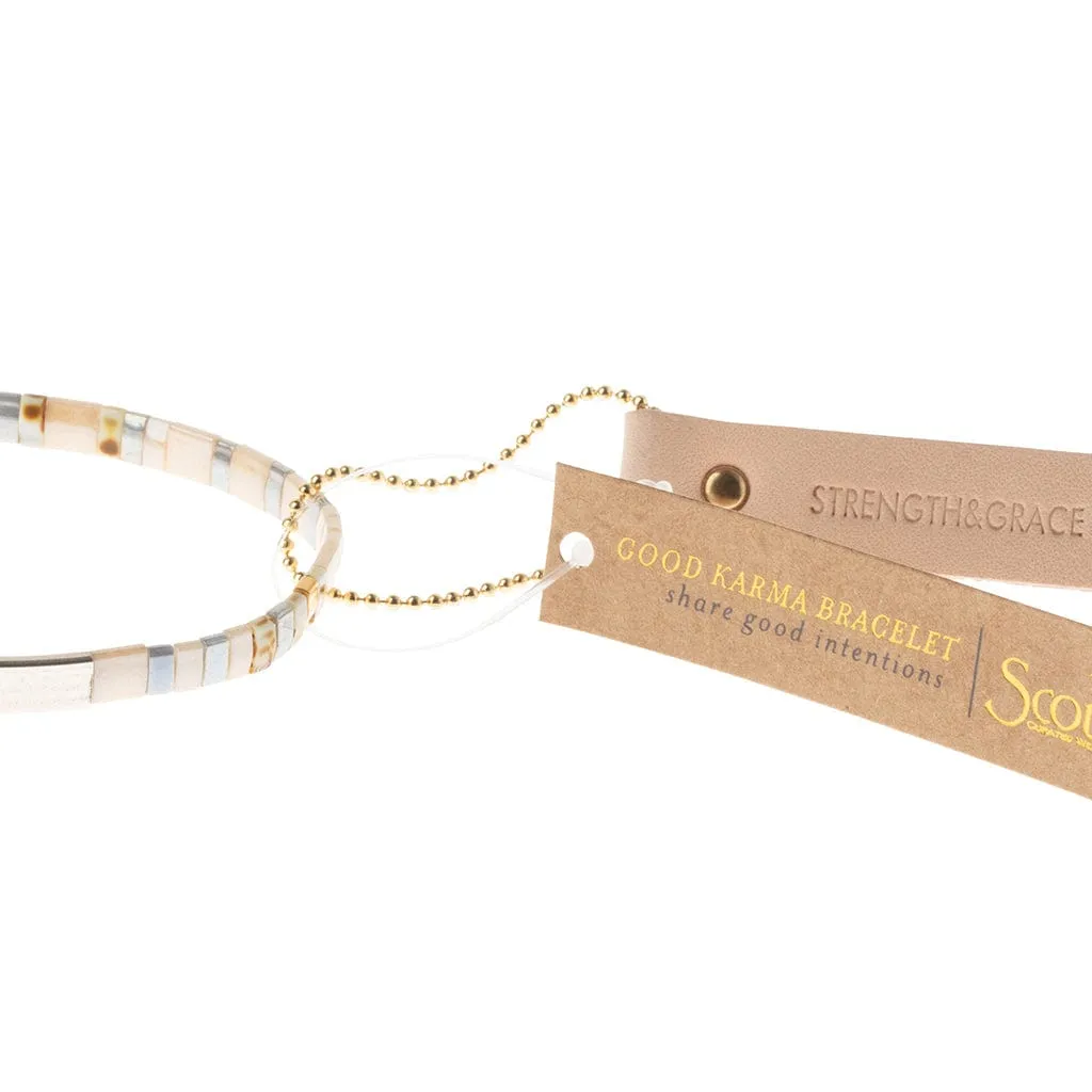 Good Karma Miyuki Bracelet | Strength & Grace - Ivory/Silver