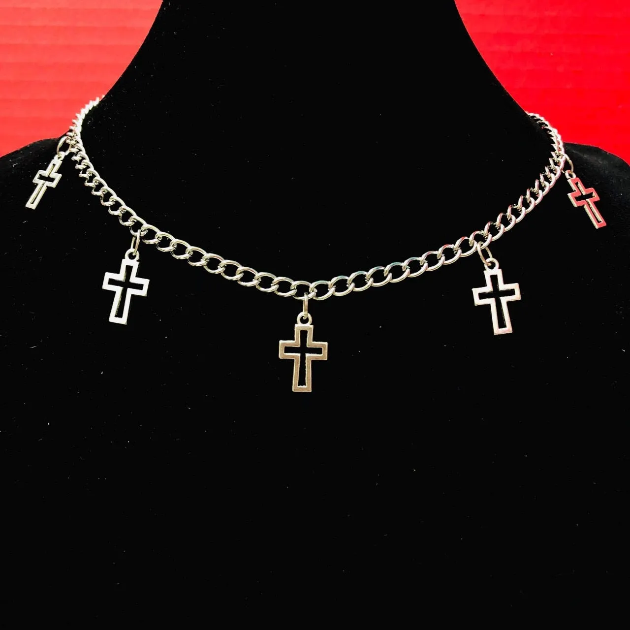 Goth Streetwear Necklaces Grunge Cross Pendants Neck Chain Indie Jewelry