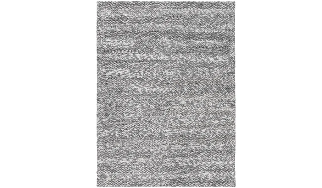 Halo Charcoal Rings and Bubble Pattern Wool Blend Rug