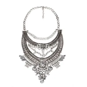 Hot Sale Crystal Maxi Necklace High Quality Vintage Jewelry Multilayer Beads Statement Necklaces & Pendants Love Women Gift