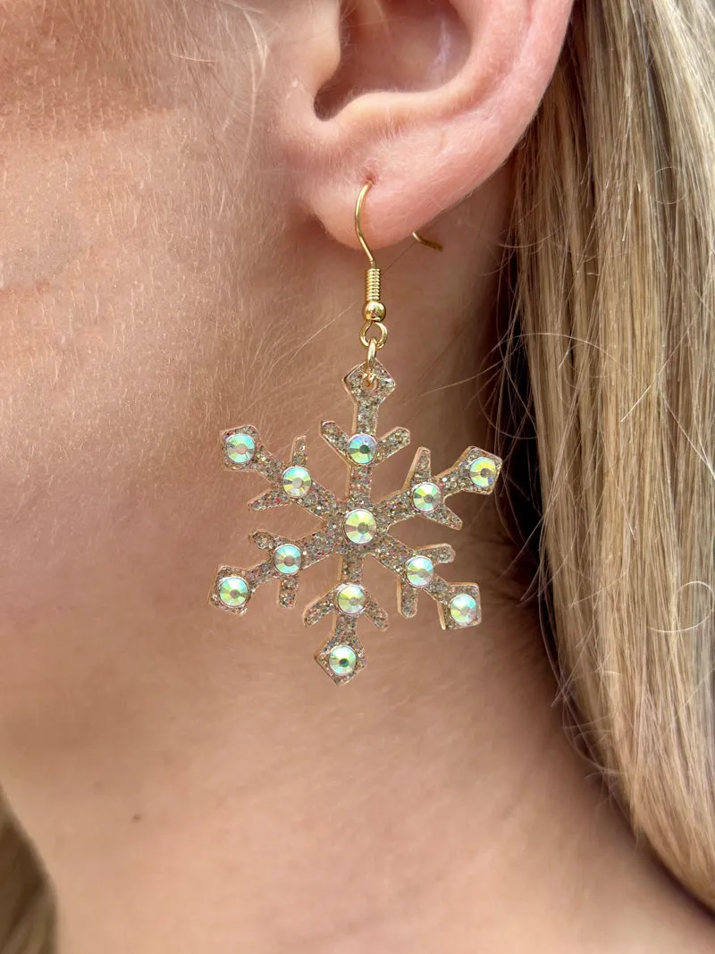 Icy Radiance Snowflake Earrings