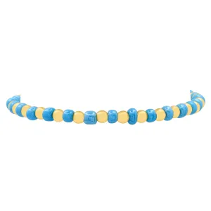 IRIDESCENT BALL STRETCH BRACELET GOLD & BLUE