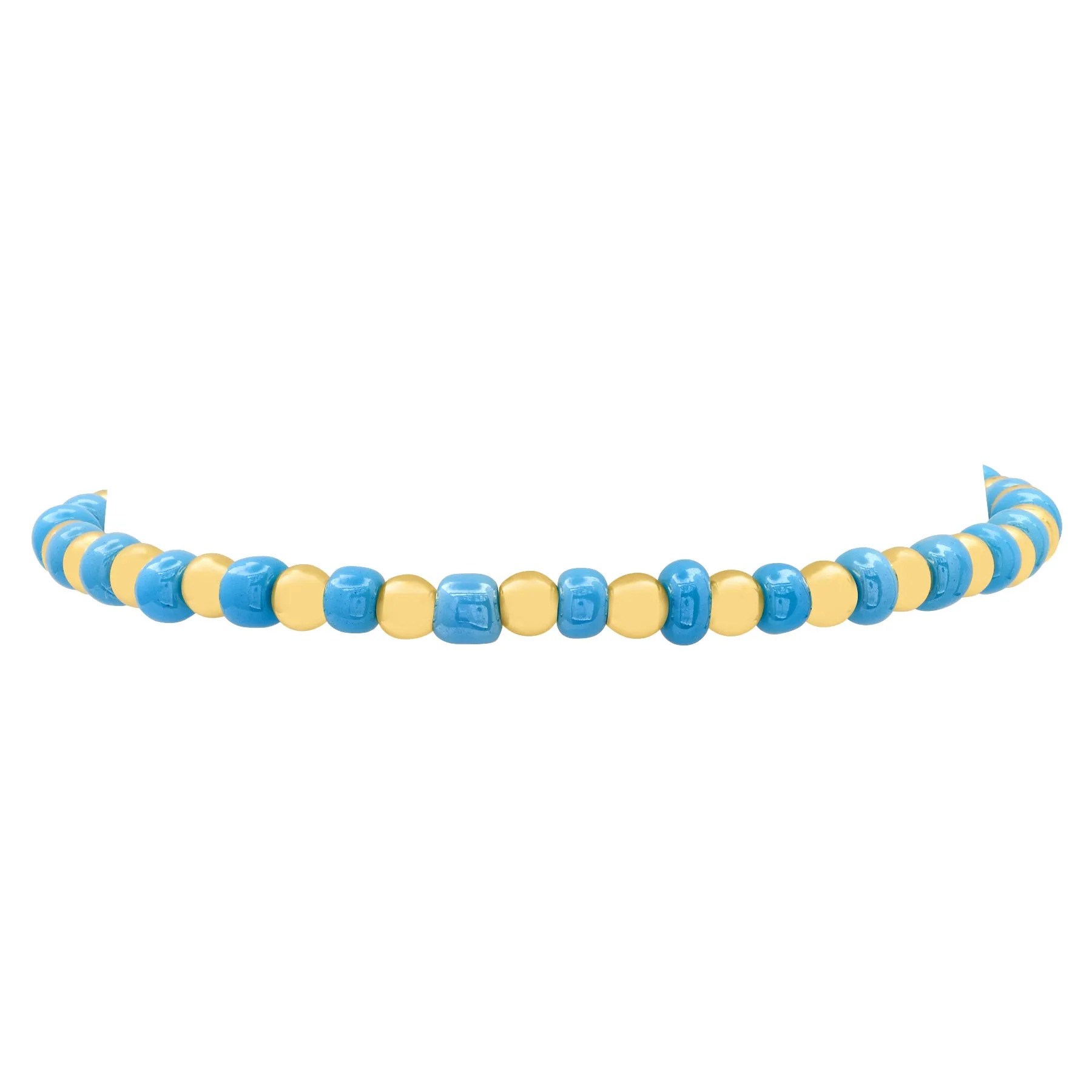 IRIDESCENT BALL STRETCH BRACELET GOLD & BLUE