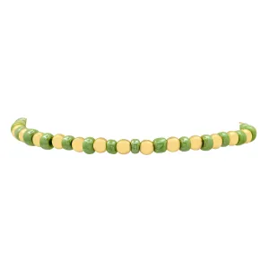 IRIDESCENT BALL STRETCH BRACELET GOLD & GREEN