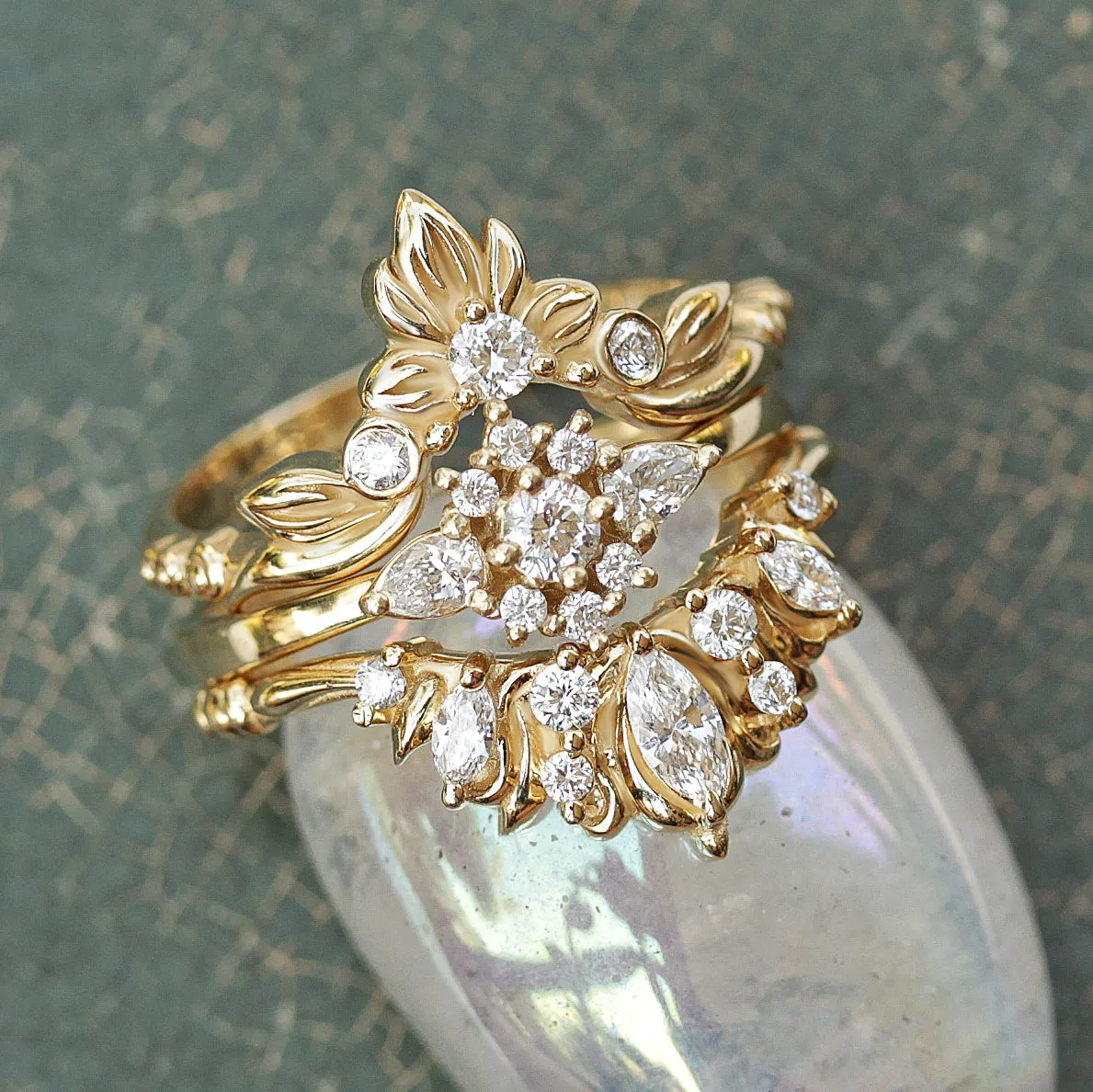 Iris flower dainty engagement ring ♥