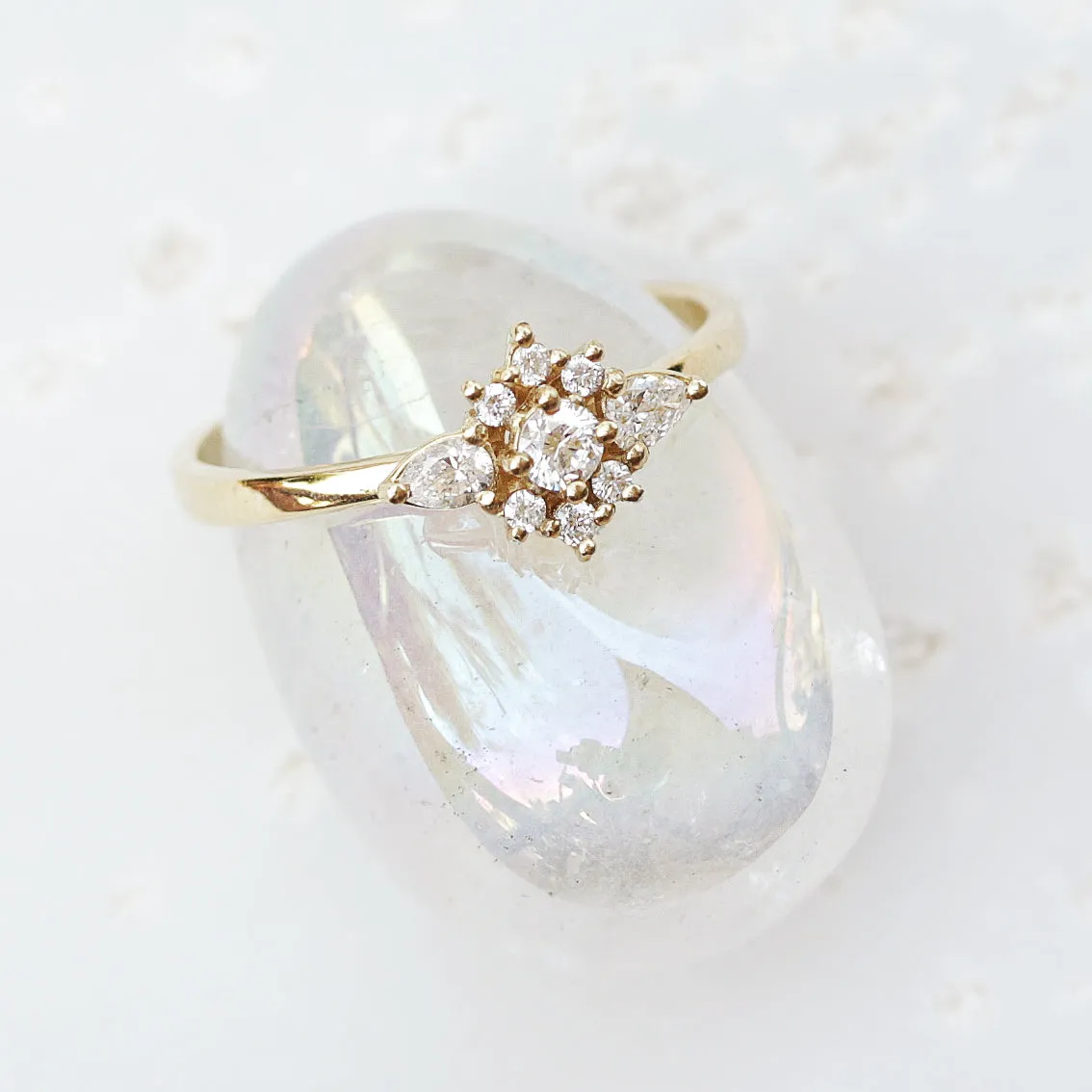 Iris flower dainty engagement ring ♥