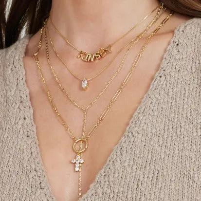 Kinsey Designs | Denise Gold Tone Necklace with CZ Crystal Cross Pendant