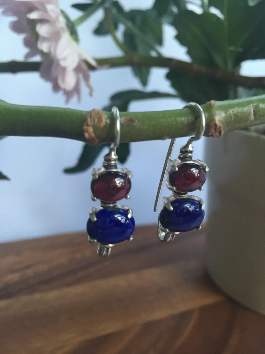 Lapis Lazuli Dangling Earrings - Natural Lapis Earrings - Boho Statement Earrings