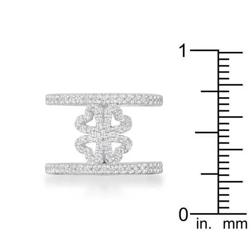 Lauren 0.4ct CZ Rhodium Delicate Clover Wrap Ring