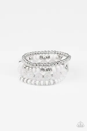 Layered Luster - White Bracelet