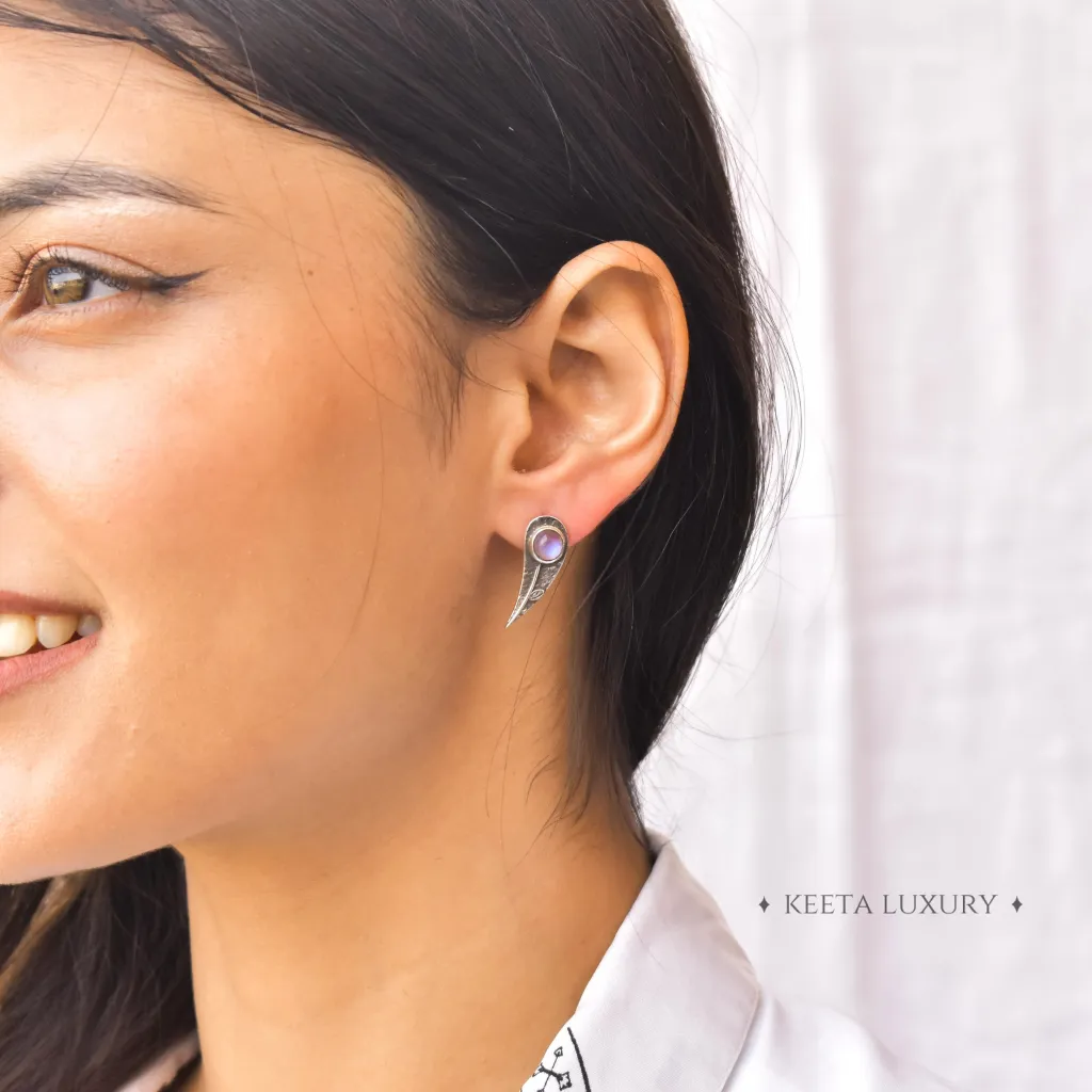 Leaf Bud - Moonstone Earrings