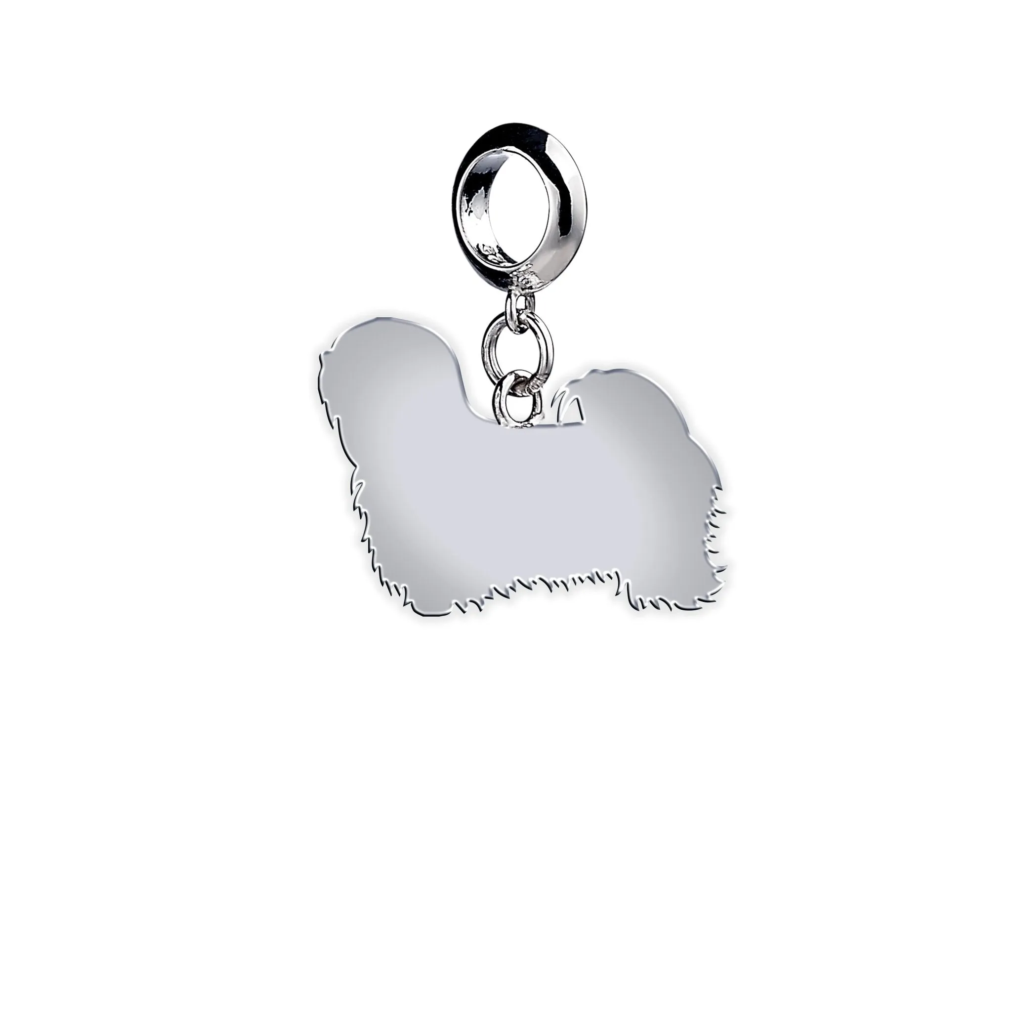 Lhasa Apso Silhouette Silver Charm