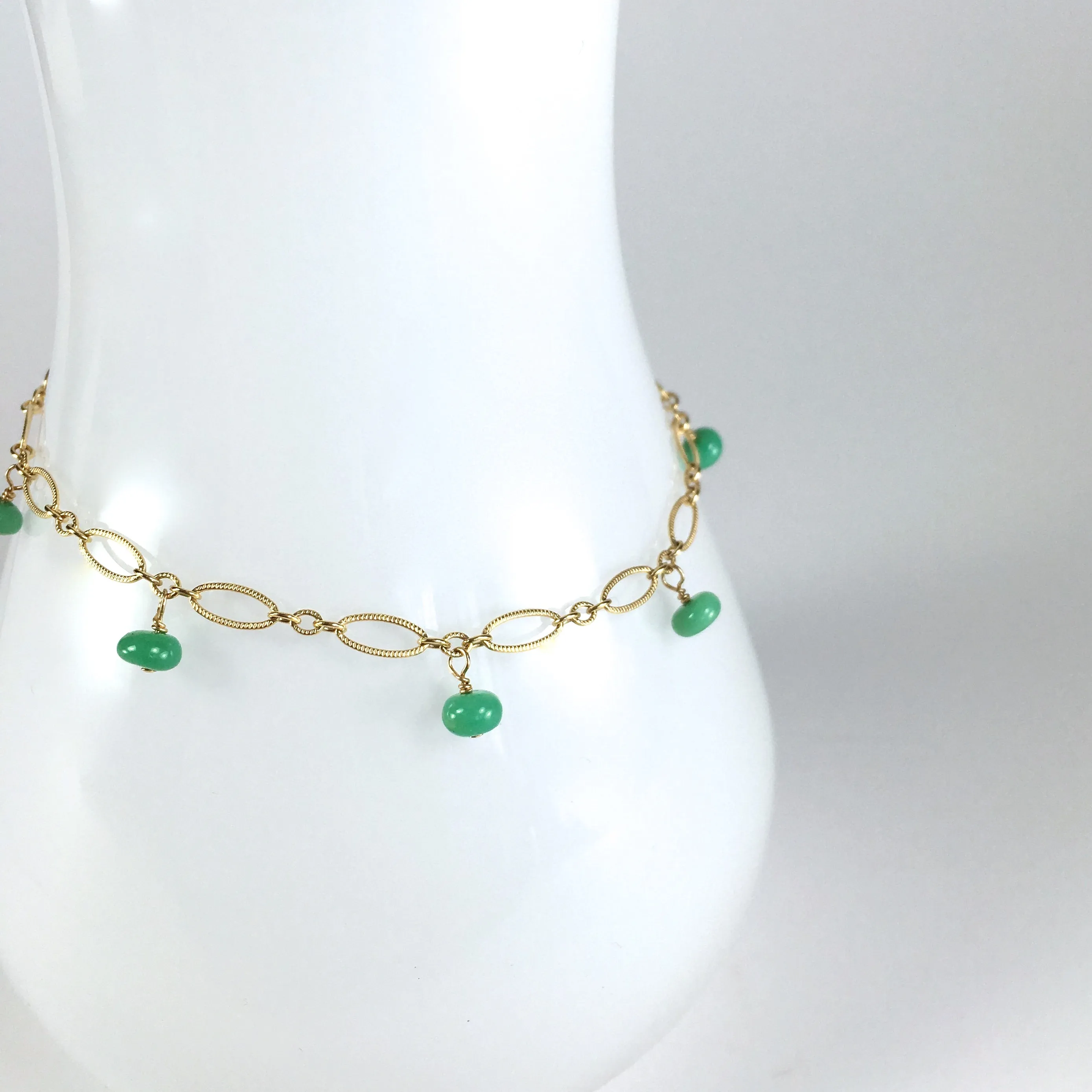 Lili - Chrysoprase, 14k Gold Filled Bracelet