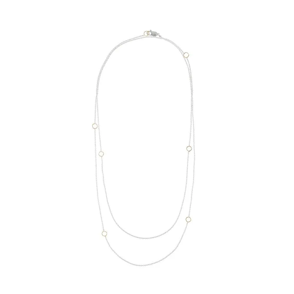 Long Silver & Gold Delicate Chain Necklace