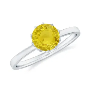 Lotus Basket Set Created Yellow Sapphire Solitaire Ring