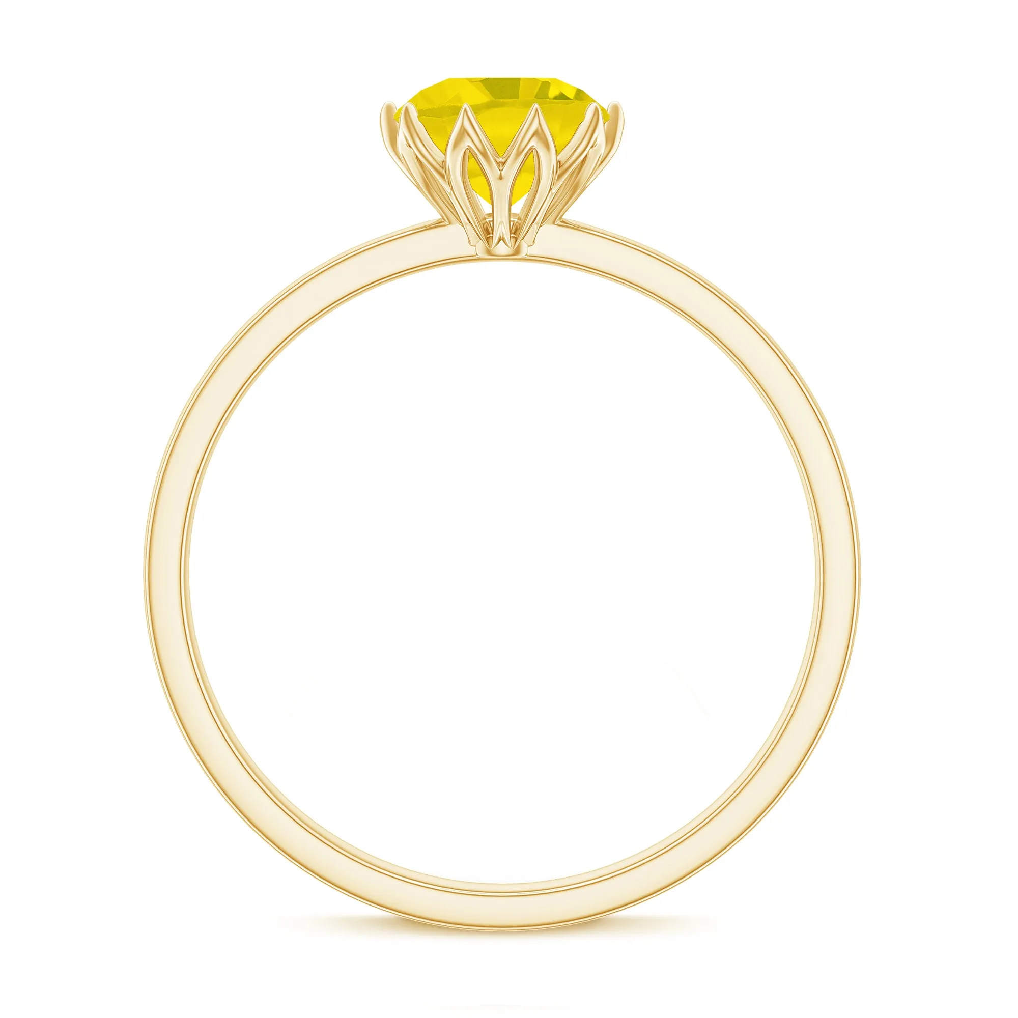 Lotus Basket Set Created Yellow Sapphire Solitaire Ring