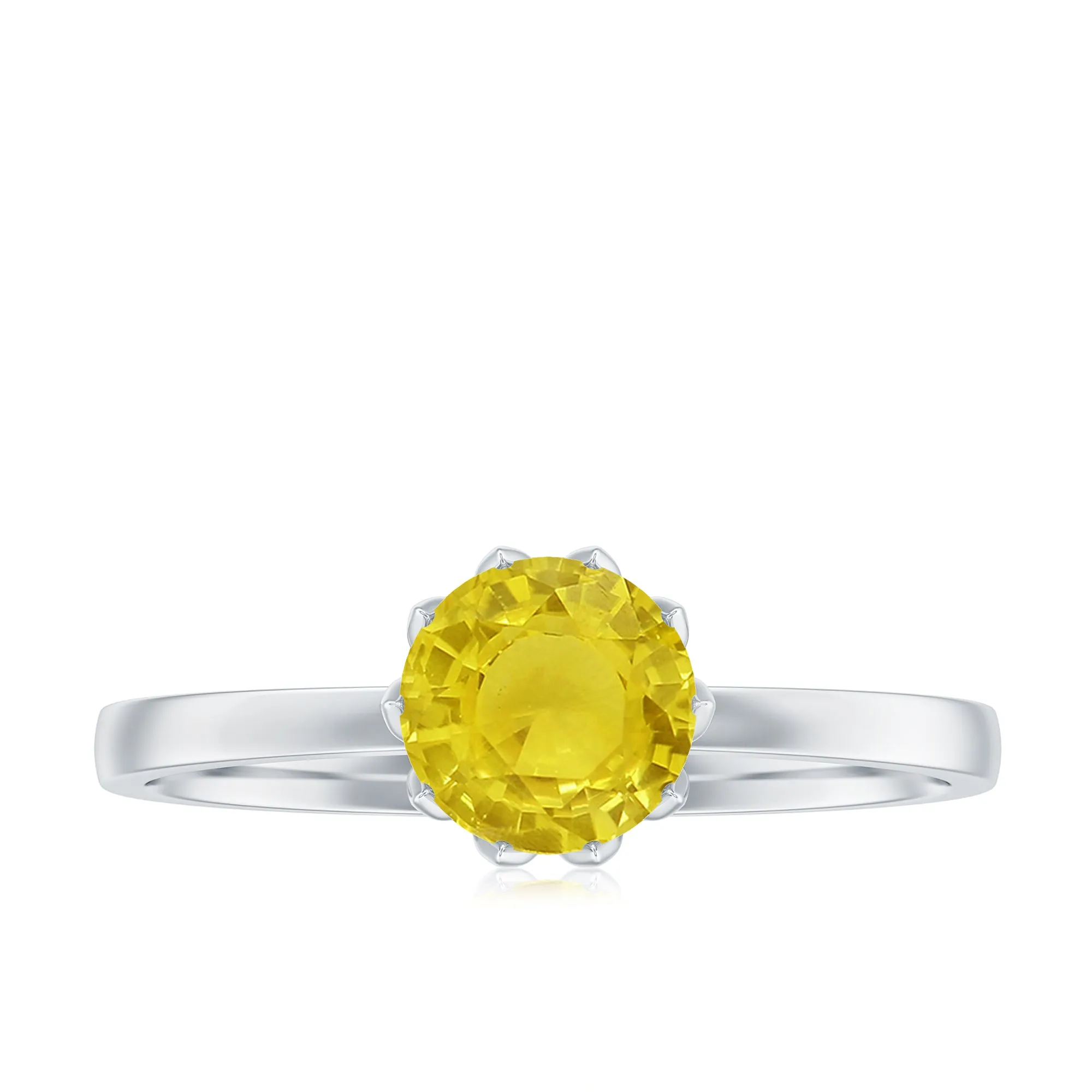 Lotus Basket Set Created Yellow Sapphire Solitaire Ring