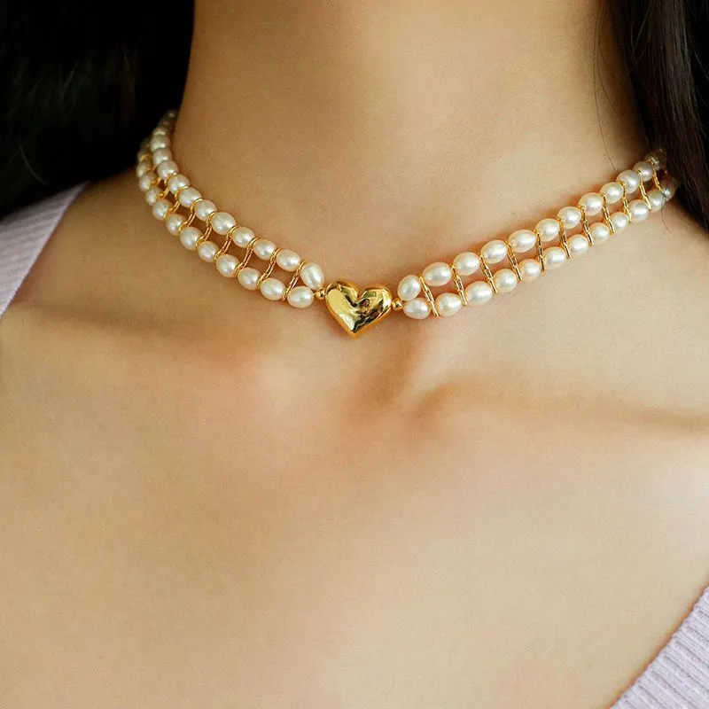 Love Choker Vintage Double Strand Pearls