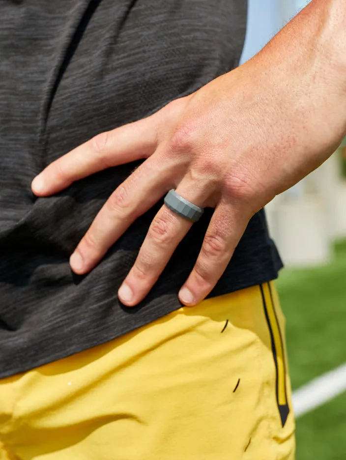 Men's Charcoal Faceted Silicone Ring