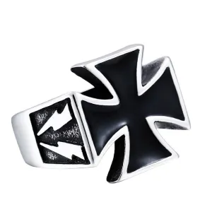 Men's Lightning Cross Stainless Steel Rings - European & American Style Jewelry on AliExpress