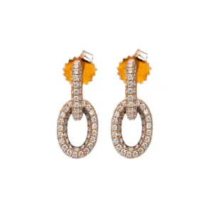 Micro-Pave Diamond Double Link Chain Hoop Earrings