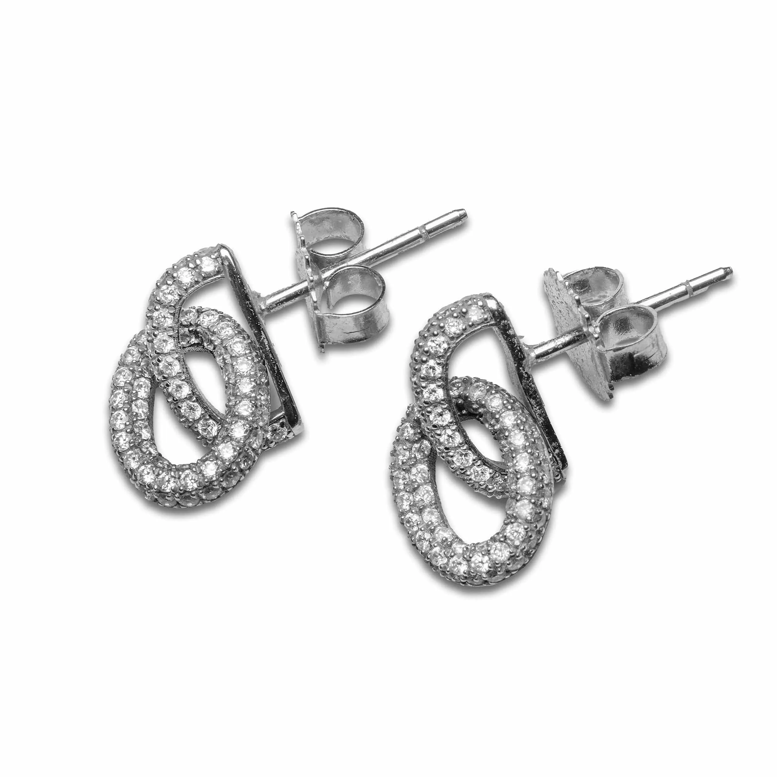 Micro-Pave Diamond Double Link Chain Hoop Earrings