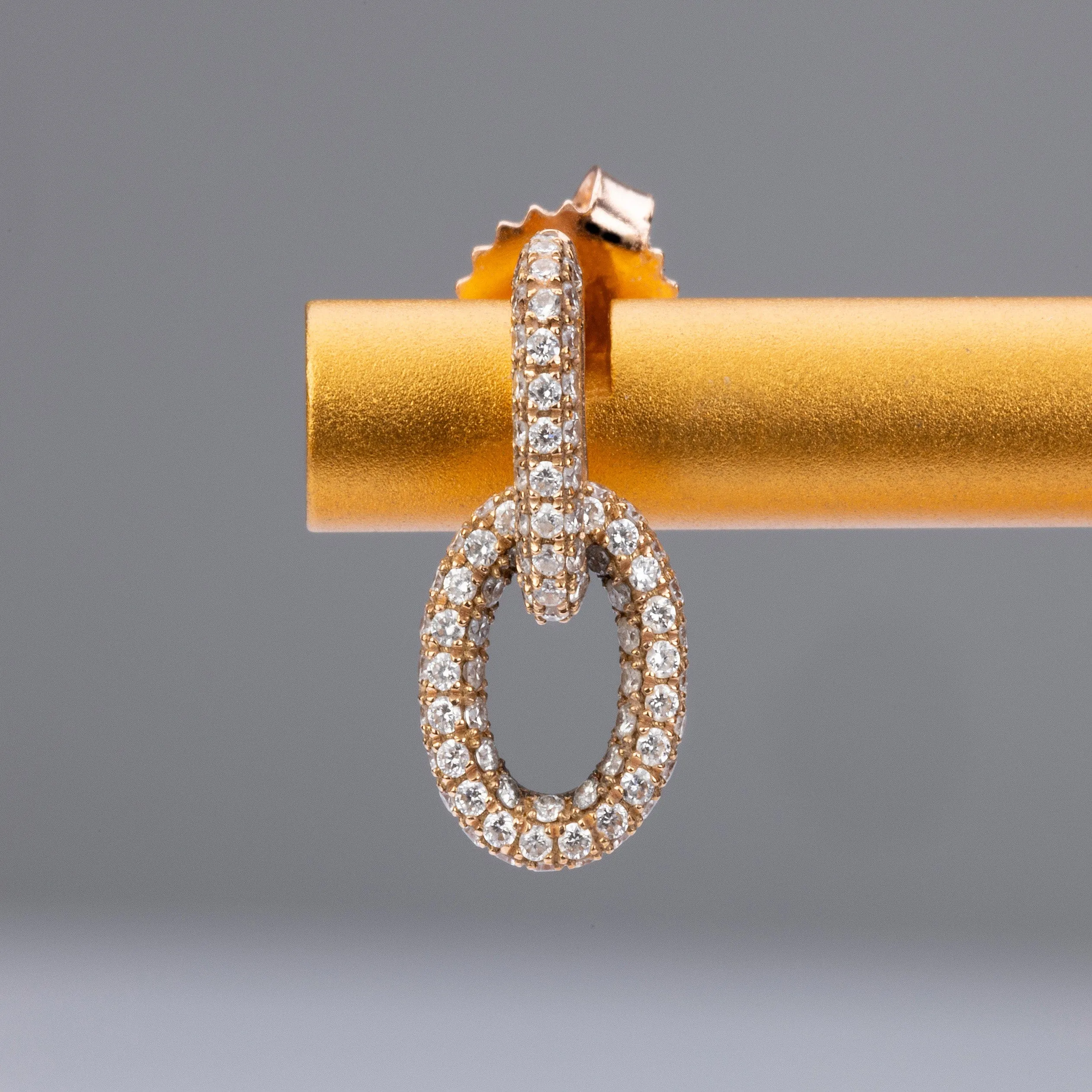 Micro-Pave Diamond Double Link Chain Hoop Earrings