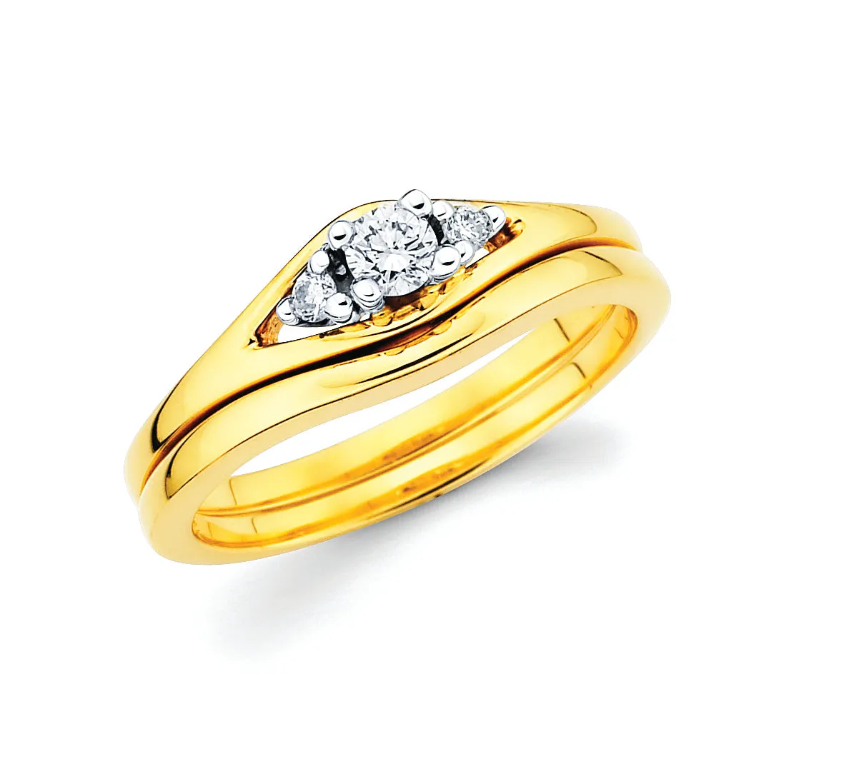 Modern Bridal: .04 Ctw. Diamond Split Shank Semi Mount available for 1/10 Ct. Round Center Diamond in 14K Gold