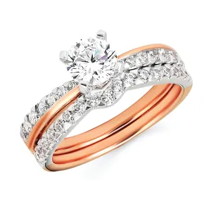 Modern Bridal: 1/4 Ctw. Diamond Semi Mount shown with 3/4 Ct. Round Center Diamond in 14K Gold