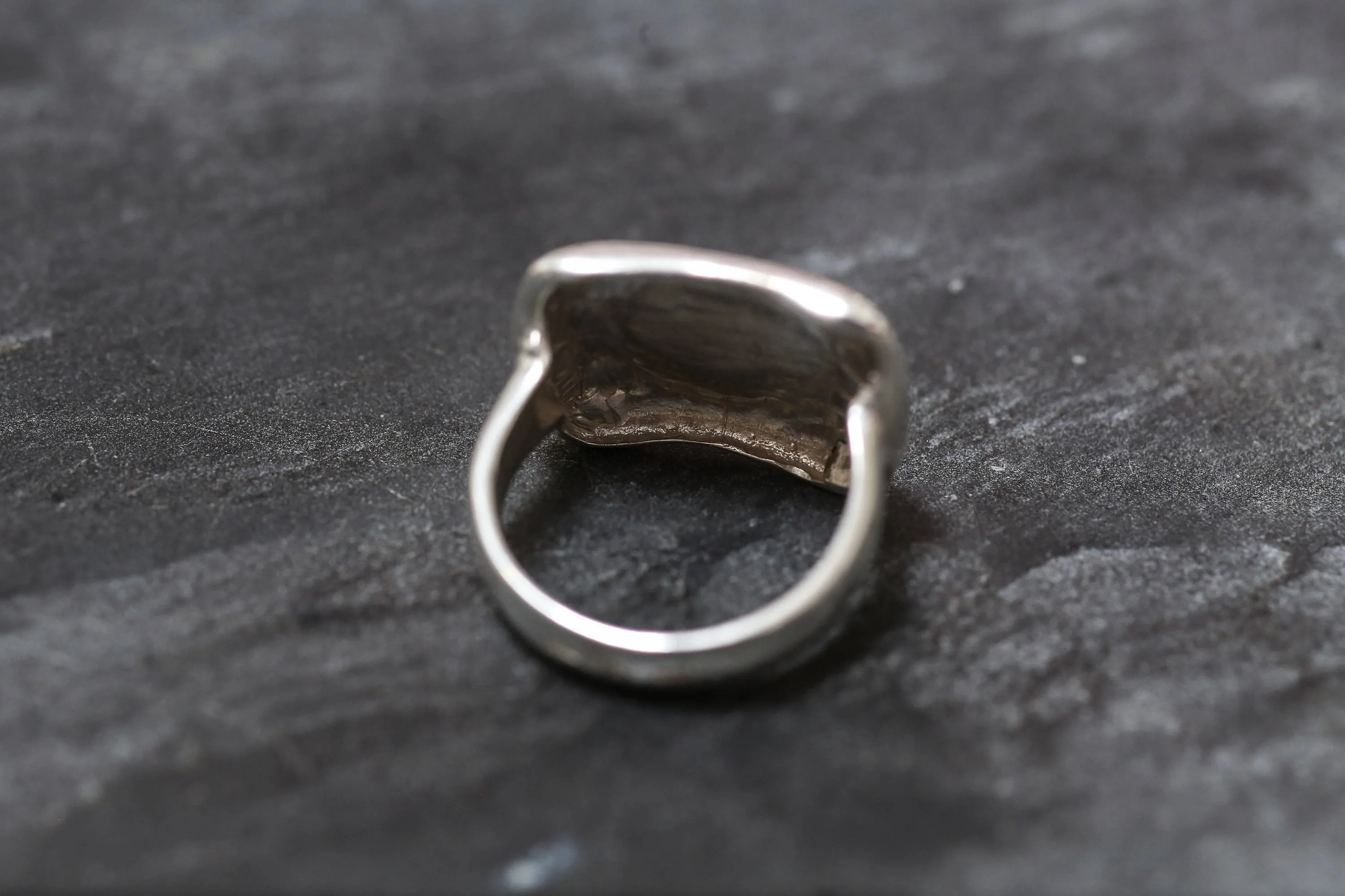 Modern Signet Ring - Statement Silver Ring - Curved Plate Ring