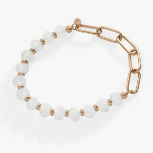 Moonstone Beaded and Chain Stretch Bracelet