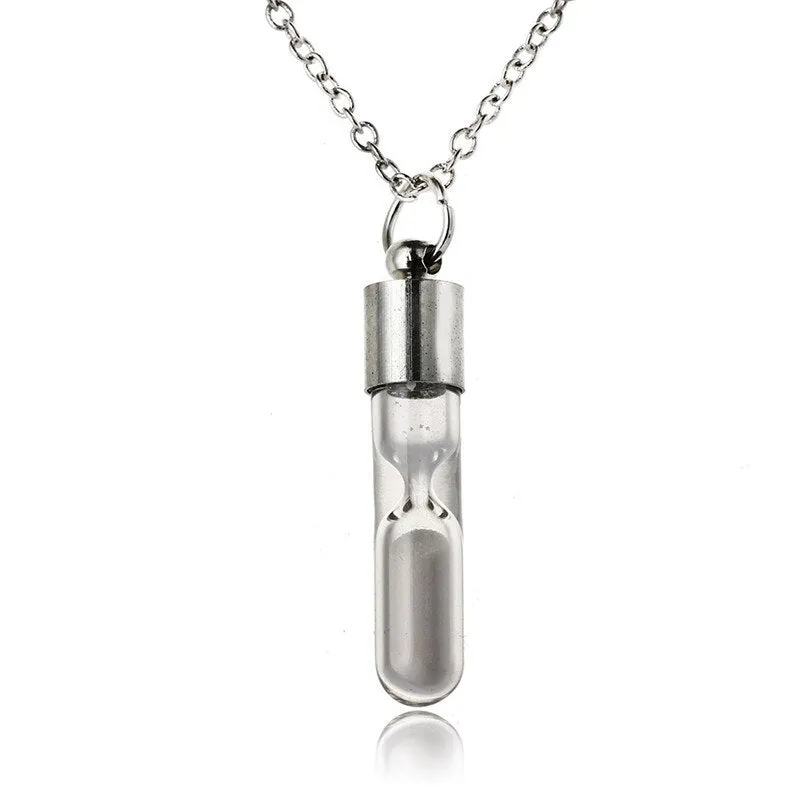 New Design Hourglass Crystal Drift Bottle Pendant Necklace Creative Luminous In The Dark Wishing Bottle Necklace Jewelry