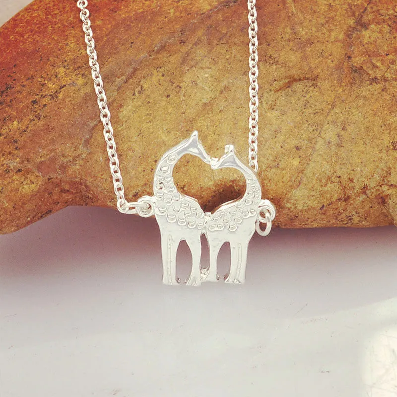 New fashion jewelry chain link double Giraffe pendant necklace for women girl nice gift