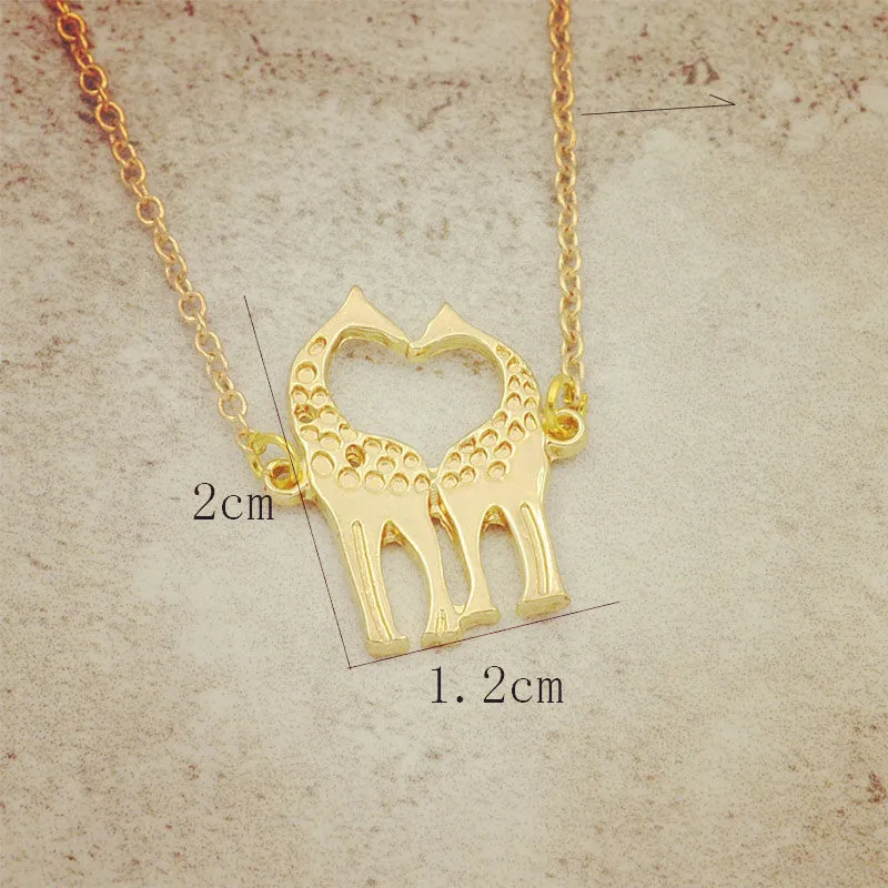 New fashion jewelry chain link double Giraffe pendant necklace for women girl nice gift