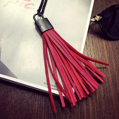 New Style Leather Pendant Black Long Tassel Multi Layer Necklace Gold for Women Jewelry