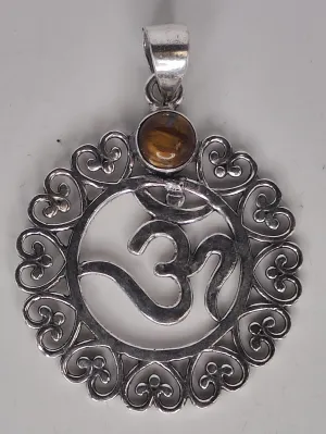 Om Heart Tiger's Eye Kala Pendant