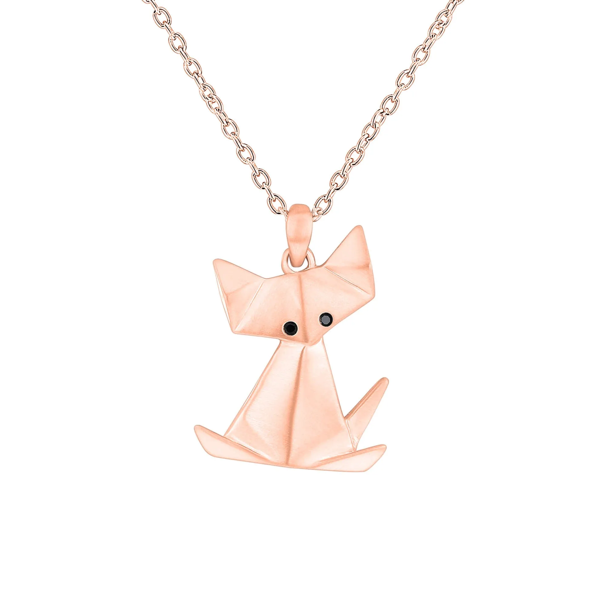 Origami Cat Diamond Necklace