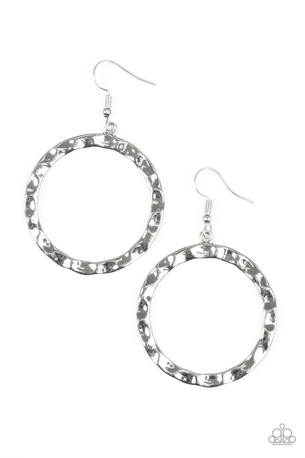 Paparazzi Earring ~ Hammer Time - Silver