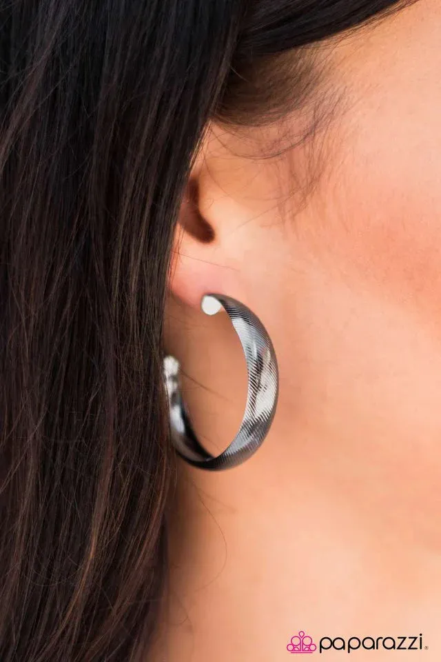 Paparazzi Earring ~ HOOP-ed Up! - Black