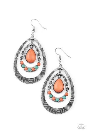 Paparazzi Earring ~ Terra Teardrops - Orange