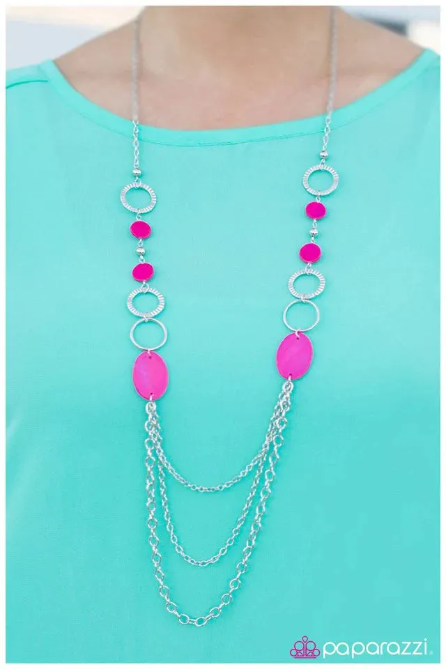 Paparazzi Necklace ~ Happy-Go-Lucky - Pink